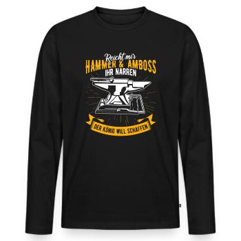 Schmied Spruch Hammer & Amboss - Männer Premium Bio Langarmshirt - Schwarz - Vorne - Nico (187cm)