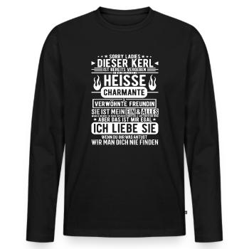 Sorry Ladies Dieser Kerl Ist Schon Vergeben - Männer Premium Bio Langarmshirt - Schwarz - Vorne - Nico (187cm)