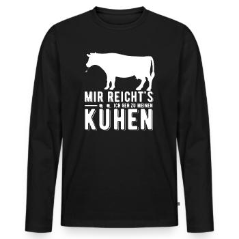 Mir Reichts Ich Geh zu Meinen Kühen - Männer Premium Bio Langarmshirt - Schwarz - Vorne - Nico (187cm)