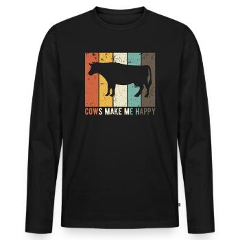 Cows Cows Make Me Happy - Men's Premium Organic Long Sleeve Shirt - black - Front - Nico (187cm)