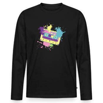 90s retro cassette - Men's Premium Organic Long Sleeve Shirt - black - Front - Nico (187cm)