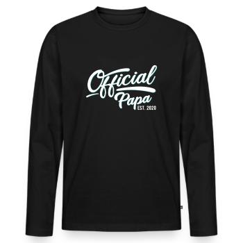 Papa 2020, futur père officiel - T-shirt manches longues Premium bio Homme - noir - Devant - Nico (187cm)