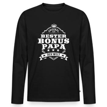 Bester Bonus Papa 2020 Vintage - Männer Premium Bio Langarmshirt - Schwarz - Vorne - Nico (187cm)