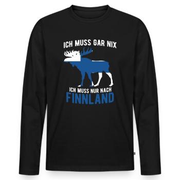 Ich Muss Nur Nach Finnland - Männer Premium Bio Langarmshirt - Schwarz - Vorne - Nico (187cm)
