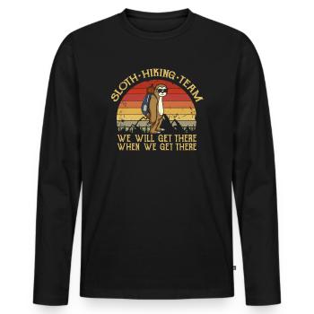 Sloth Hiking Team We Get There | Funny sloth - Men's Premium Organic Long Sleeve Shirt - black - Front - Nico (187cm)