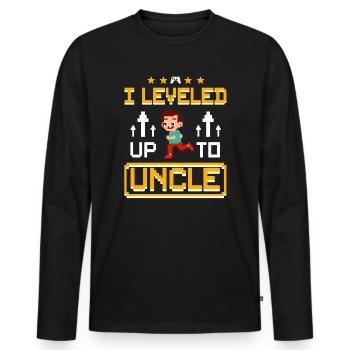 J'ai nivelé mon oncle - T-shirt manches longues Premium bio Homme - noir - Devant - Nico (187cm)