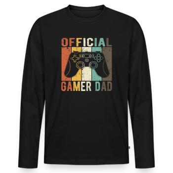 Gamer Dad officiel | Papa de jeu - T-shirt manches longues Premium bio Homme - noir - Devant - Nico (187cm)