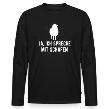 Ja, Ich Spreche Mit Schafen | Lustiges Schafhirte - Männer Premium Bio Langarmshirt - Schwarz - Vorne - Nico (187cm)