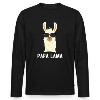 Papa Lama | Funny Father's Day gift - Men's Premium Organic Long Sleeve Shirt - black - Front - Nico (187cm)