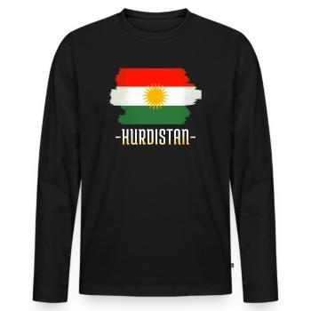 Kurdistan Flag Her Biji Gift Kurds - Men's Premium Organic Long Sleeve Shirt - black - Front - Nico (187cm)
