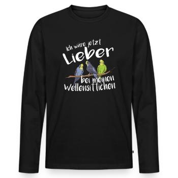 Wellensittich Spruch Vogel Wellensittiche - Männer Premium Bio Langarmshirt - Schwarz - Vorne - Nico (187cm)