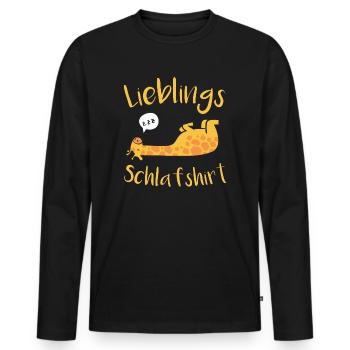 Giraffe late riser pajamas sleep shirt - Men's Premium Organic Long Sleeve Shirt - black - Front - Nico (187cm)
