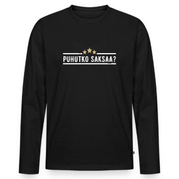 Puhutko Saksaa Bier Sprechen Sie Deutsch Finnisch - Männer Premium Bio Langarmshirt - Schwarz - Vorne - Nico (187cm)
