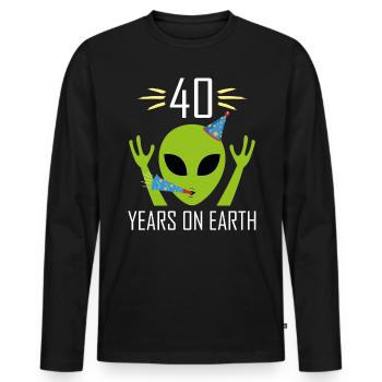40 ans Anniversaire Femmes Hommes Alien Ufo Drôle - T-shirt manches longues Premium bio Homme - noir - Devant - Nico (187cm)