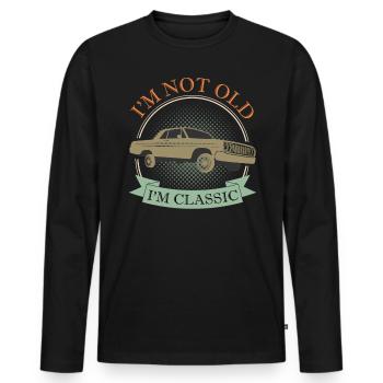 Oldtimer Classic Saying Birthday Gift - Men's Premium Organic Long Sleeve Shirt - black - Front - Nico (187cm)