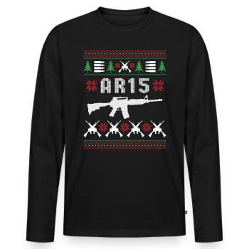 AR15 Ugly Christmas - Men's Premium Organic Long Sleeve Shirt - black - Front - Nico (187cm)