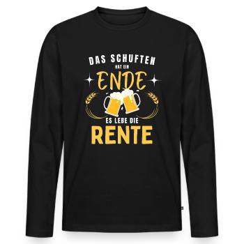 Rente Ruhestand Bier Rentner Schuften lustig Party - Männer Premium Bio Langarmshirt - Schwarz - Vorne - Nico (187cm)