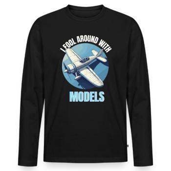 Model Making Model Airplane Airfield Flying Funny - Men's Premium Organic Long Sleeve Shirt - black - Front - Nico (187cm)