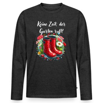 garden, rubber boots, gardener, hobby gardener, flowers - Men's Premium Organic Long Sleeve Shirt - heather anthracite - Front - Nico (187cm)