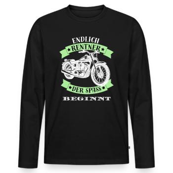 Retirement Retiree Motorcycle Retirement Biker Fun Funny - Men's Premium Organic Long Sleeve Shirt - black - Front - Nico (187cm)