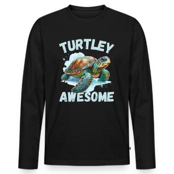 Turtle Reptile Earth Day Watercolor Nature Prehistoric - Men's Premium Organic Long Sleeve Shirt - black - Front - Nico (187cm)