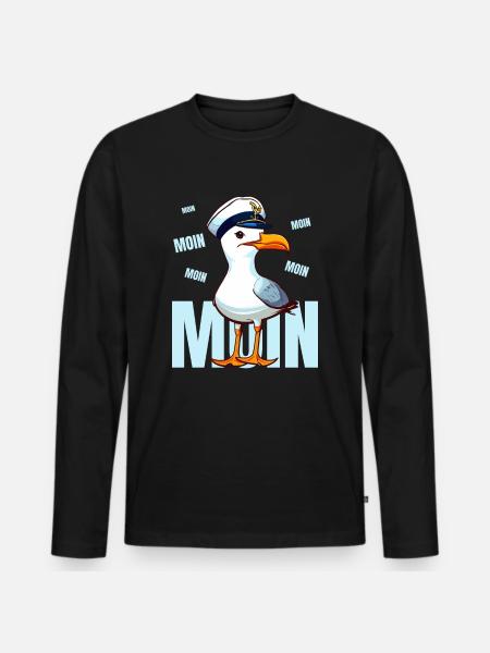 Hamburg Moin Seagull Sailor Sea Funny North Harbor - Men's Premium Organic Long Sleeve Shirt - black