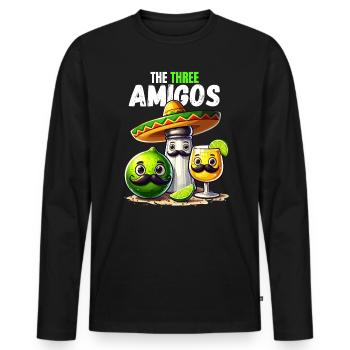 Three Amigos Tequila Lime Salt Mexico Funny - Men's Premium Organic Long Sleeve Shirt - black - Front - Nico (187cm)