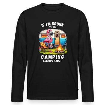 Camping Flamingo Friends Party Camping Drôle - T-shirt manches longues Premium bio Homme - noir - Devant - Nico (187cm)