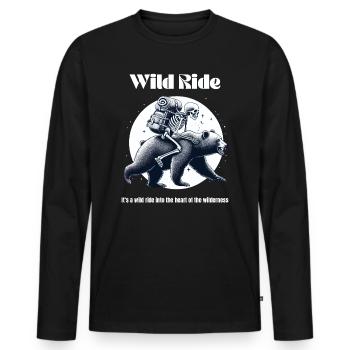Camping Wilderness Bear Skeleton Hiking Nature Funny - Men's Premium Organic Long Sleeve Shirt - black - Front - Nico (187cm)