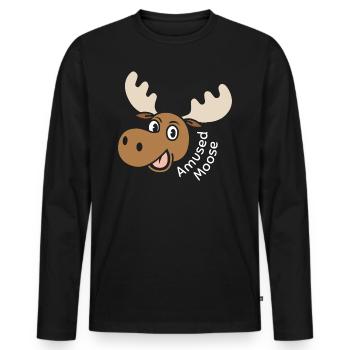 Amused Moose - Men's Premium Organic Long Sleeve Shirt - black - Front - Nico (187cm)