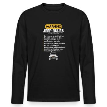 Warning Jeep Rules - Men's Premium Organic Long Sleeve Shirt - black - Front - Nico (187cm)