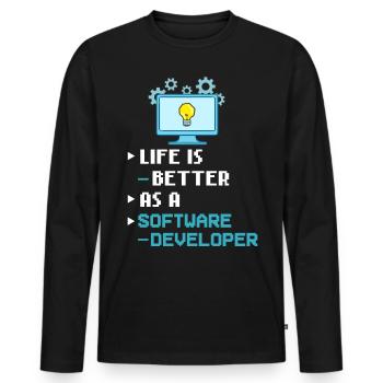 Software Development Software Developer Developer - Men's Premium Organic Long Sleeve Shirt - black - Front - Nico (187cm)