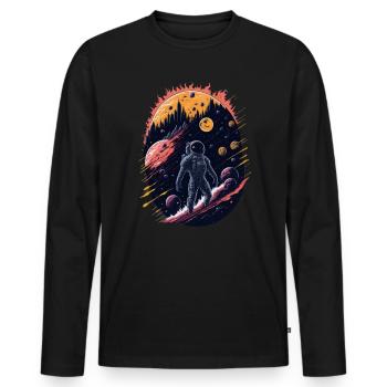 Fantaisie spatiale - T-shirt manches longues Premium bio Homme - noir - Devant - Nico (187cm)