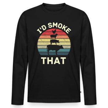 Das würde ich rauchen - Männer Premium Bio Langarmshirt - Schwarz - Vorne - Nico (187cm)