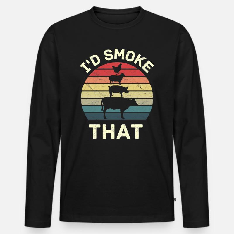 Das würde ich rauchen - Männer Premium Bio Langarmshirt - Schwarz