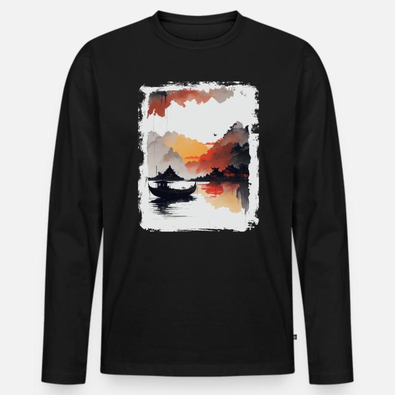 Japanisch - Ninh Binh Town - Männer Premium Bio Langarmshirt - Schwarz