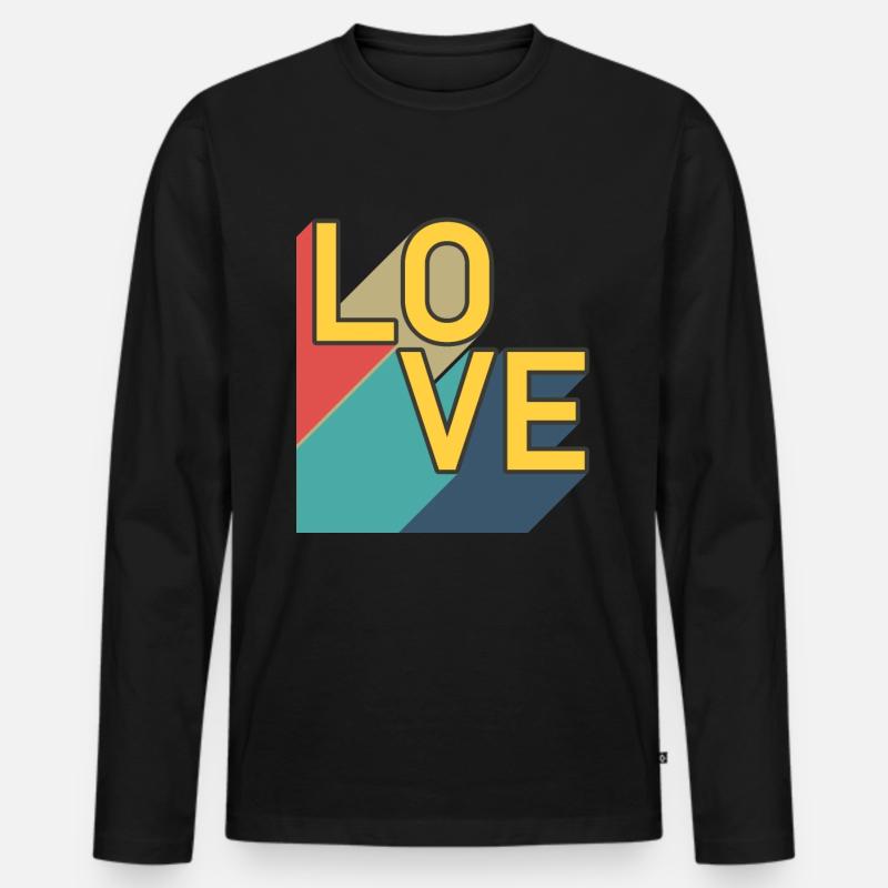LIEBE - Retro - Männer Premium Bio Langarmshirt - Schwarz