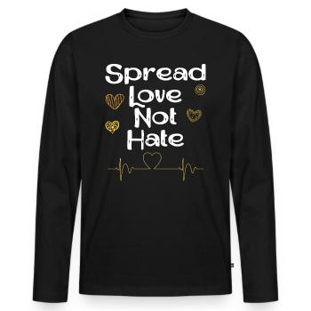 Répandez l’amour, pas la haine - T-shirt manches longues Premium bio Homme - noir - Devant - Nico (187cm)