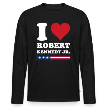 I Heart Robert Kennedy JR - Men's Premium Organic Long Sleeve Shirt - black - Front - Nico (187cm)