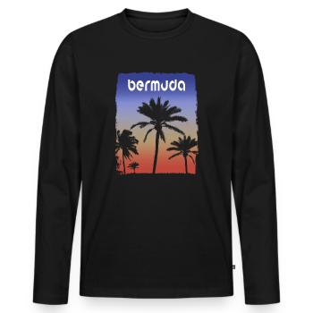 Bermuda Sonnenuntergang Urlaub Souvenir Palme - Männer Premium Bio Langarmshirt - Schwarz - Vorne - Nico (187cm)