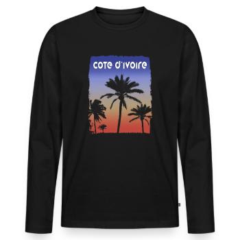 Côte d’Ivoire Afrique Coucher De Soleil Vacances Souvenir Palm - T-shirt manches longues Premium bio Homme - noir - Devant - Nico (187cm)