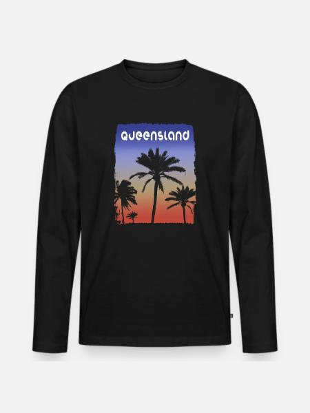 Queensland Australia Sunset Vacation Souvenir - Men's Premium Organic Long Sleeve Shirt - black