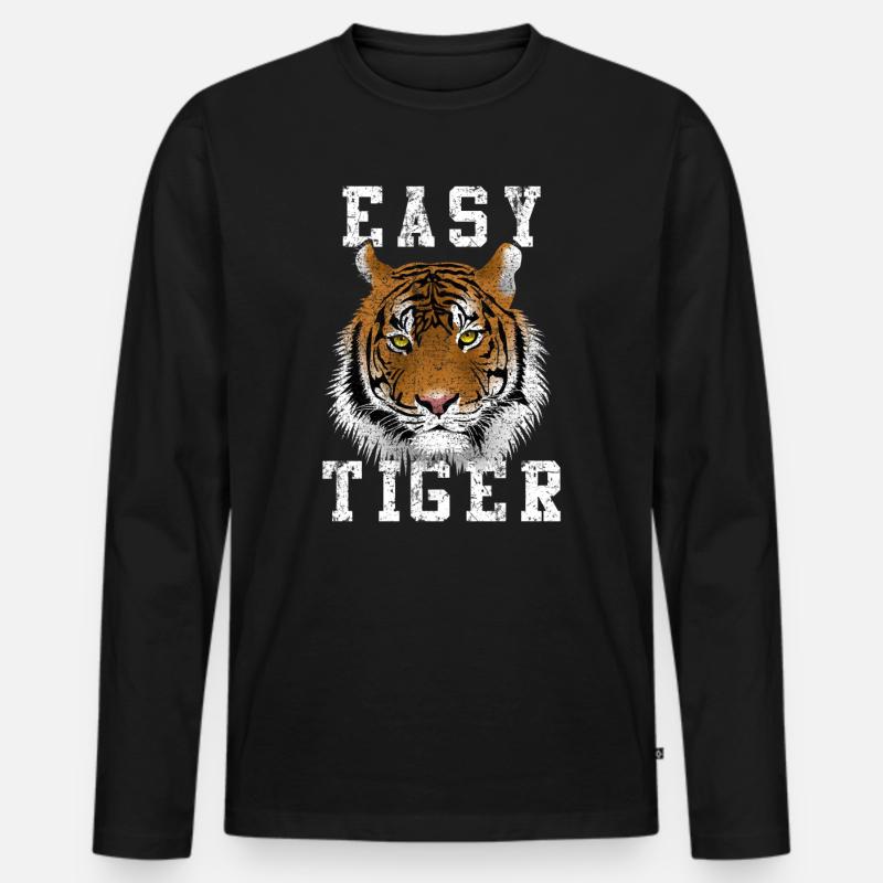 Einfacher Tiger - Männer Premium Bio Langarmshirt - Schwarz