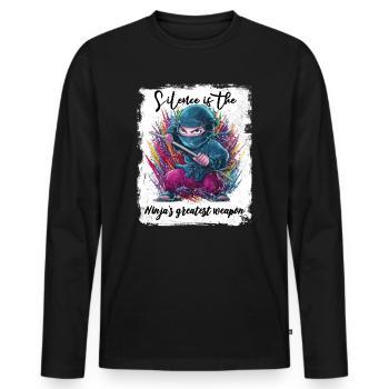 Le silence est la plus grande arme du ninja - T-shirt manches longues Premium bio Homme - noir - Devant - Nico (187cm)