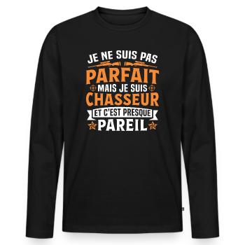 je suis chasseur - T-shirt manches longues Premium bio Homme - noir - Devant - Nico (187cm)