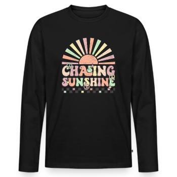 À la poursuite du soleil - Rétro - T-shirt manches longues Premium bio Homme - noir - Devant - Nico (187cm)