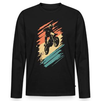 Motocross Vintage Moto de motocross - T-shirt manches longues Premium bio Homme - noir - Devant - Nico (187cm)