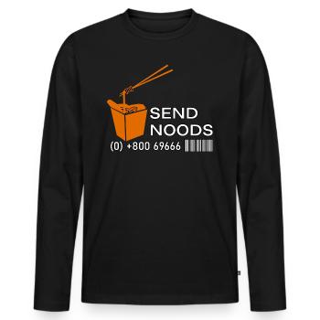Send Noods - Schick Nudeln Wortspiel Ramen Noodles - Männer Premium Bio Langarmshirt - Schwarz - Vorne - Nico (187cm)