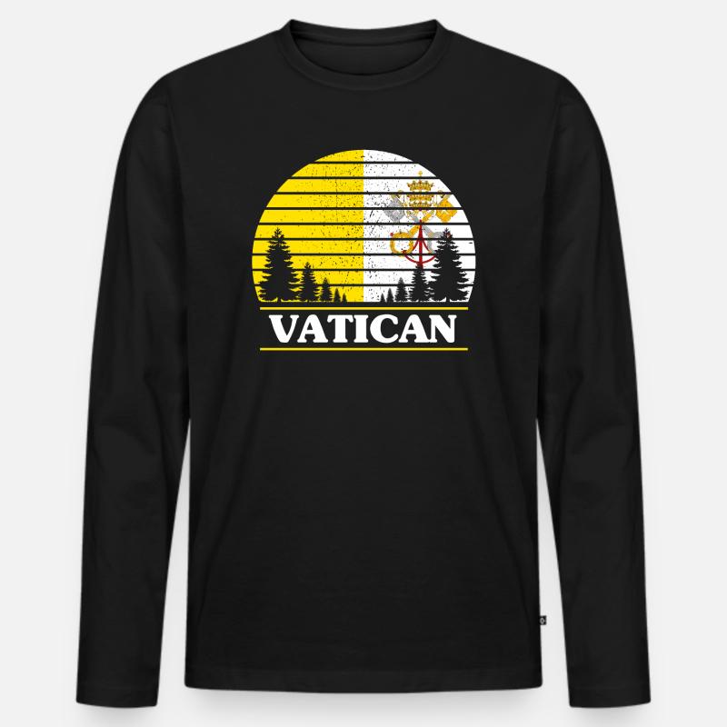 Vatikan - Männer Premium Bio Langarmshirt - Schwarz
