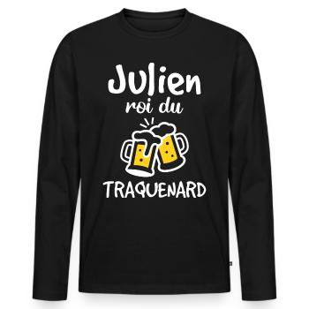 Julien Roi Du Traquenard - Humour De Julien - T-shirt manches longues Premium bio Homme - noir - Devant - Nico (187cm)